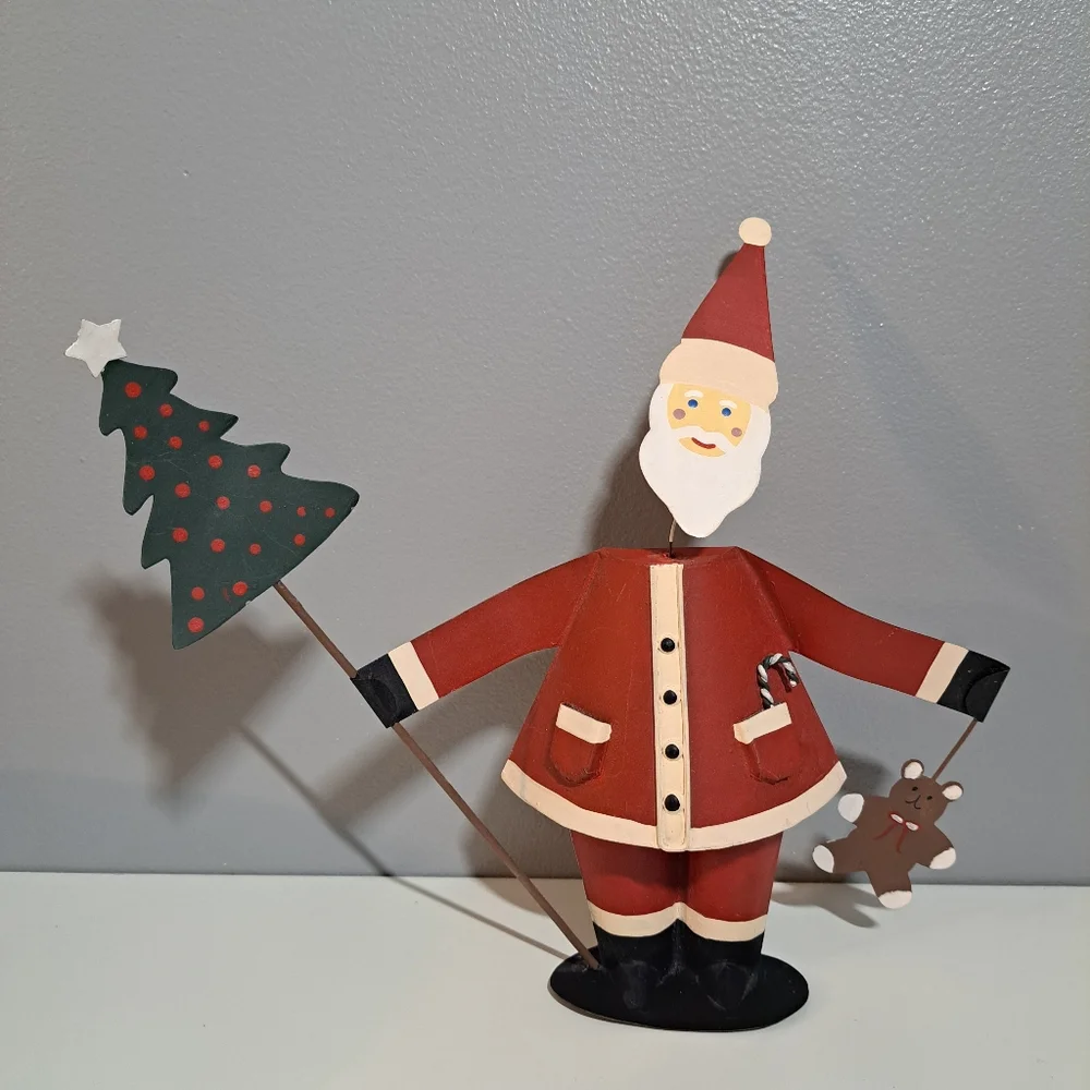 Dept 56‎ Metal Santa Figure Holding Bear And Tree